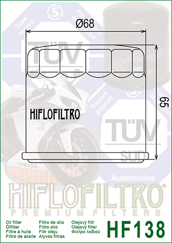 HF138 FILTRO OLIO SUZ.GSXR+CAG.RAPTOR/NAV.