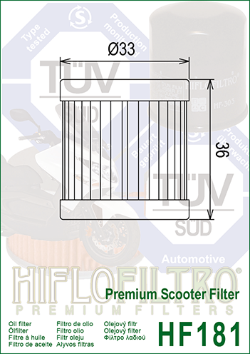 HF181 FILTRO OLIO SCOOTER ET499+HABANA