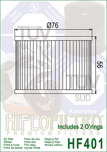 HF401 FILTRO OLIO HONDA+KAWA+YAMAHA+TRIUMP