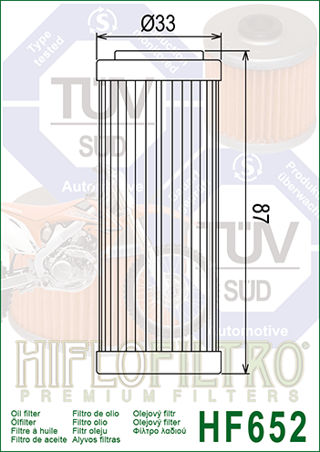 HF652 FILTRO OLIO KTM SX-F 45007>505>08