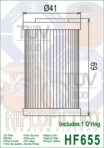 HF655 FILTRO OLIO KTM 250>450 SX-F