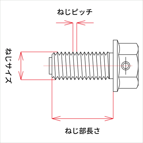 ZE58-1623 ZETA Magnetic Drain Bolt M14x14-P1.5 Red