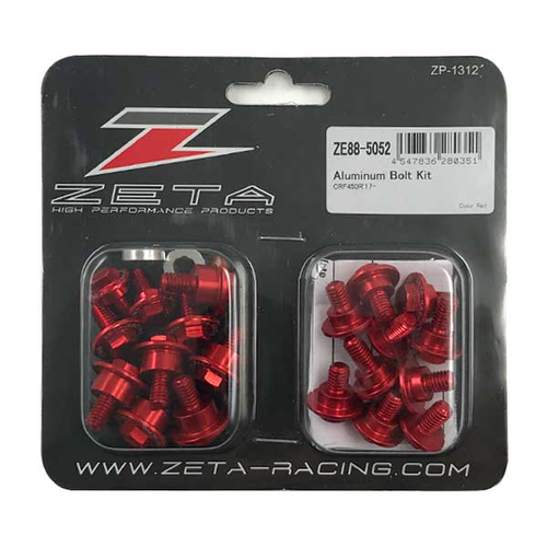 ZE88-5052 ZETA Aluminum Bolt Set for Plastics CRF250R'18-, CRF450R'17-20, CRF450L/RL'19- Red