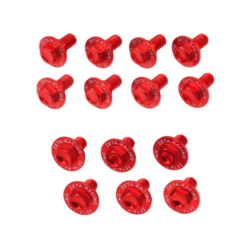 ZE88-5162 ZETA Aluminum Bolt Set for Plastics CRF250L/300L'21- 14pcs Red