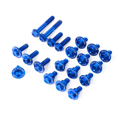 ZE88-5346 ZETA Aluminum Bolt Set for Plastics KLX250,D-Tracker 18pcs Blue